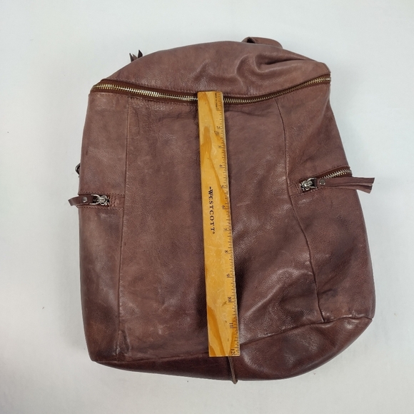 Vilenca Holland Dome Top Soft Genuine Leather Lined Backpack Brown Satchel Bag - Picture 12 of 16